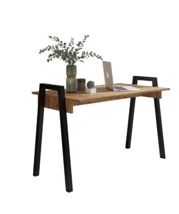 Adele  Desk — White Top with Black Powder‑Coated Legs, Modern Home Office Table, 120×68×75 cm