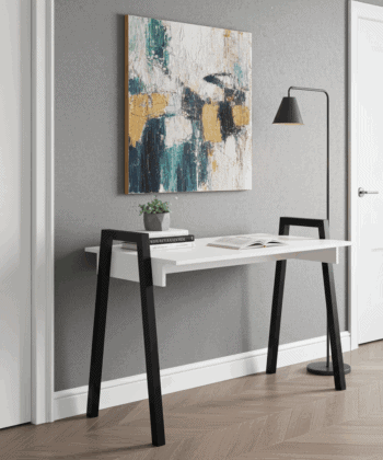 Adele  Desk — White Top with Black Powder‑Coated Legs, Modern Home Office Table, 120×68×75 cm