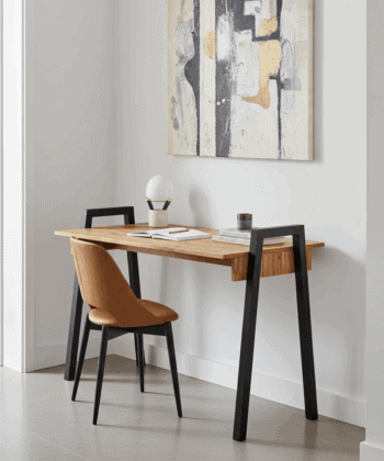 Adele  Desk — White Top with Black Powder‑Coated Legs, Modern Home Office Table, 120×68×75 cm