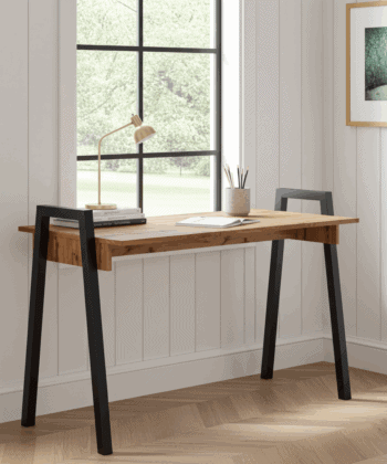 Adele  Desk — White Top with Black Powder‑Coated Legs, Modern Home Office Table, 120×68×75 cm