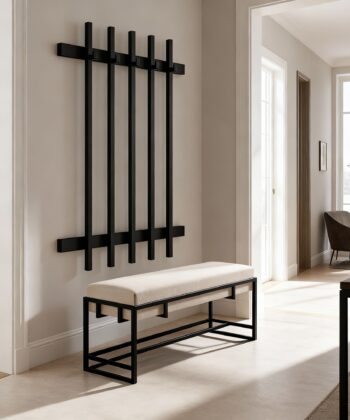 Loft Metal Wall Coat Rack – Lamel Design, 65×100×6 cm, Black