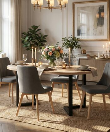 FLEXI 90 Extendable Round Dining Table – Laminated 90–130cm