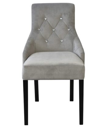 Glam Button‑Back Dining Chair with Crystal Tufting