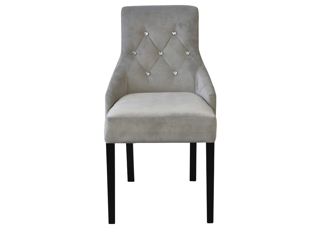 Glam Button‑Back Dining Chair with Crystal Tufting