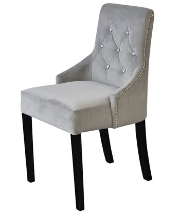 Glam Button‑Back Dining Chair with Crystal Tufting