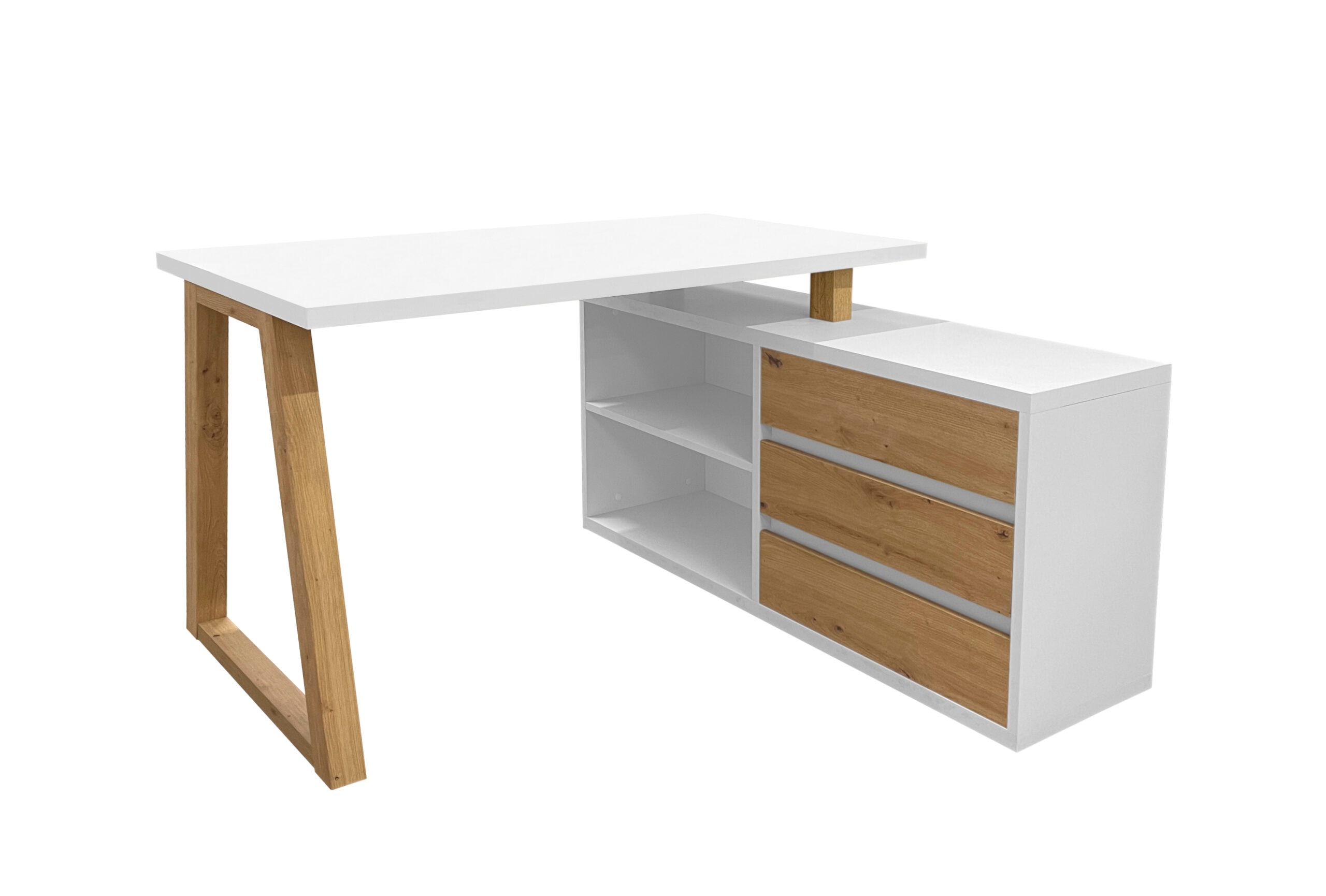 II Office Set — Artisan Oak Desk with Black Accents + Under‑Desk Cabinet with 3 Drawers, Laminate Finish