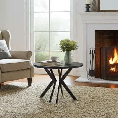 STK M13 Round Coffee Table – 67 cm White Top, Powder‑Coated