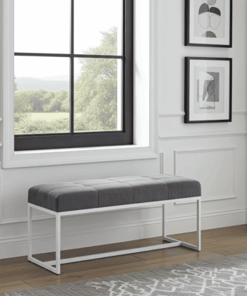 Urban Modern Upholstered Bench with Powder Coated Metal Frame 80x30x42cm