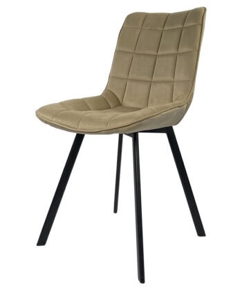 Lila Velvet Dining Chair with Quilted Seat and Black Metal Legs