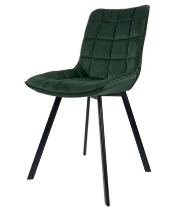 Lila Velvet Dining Chair with Quilted Seat and Black Metal Legs