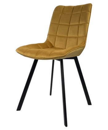 Lila Velvet Dining Chair with Quilted Seat and Black Metal Legs