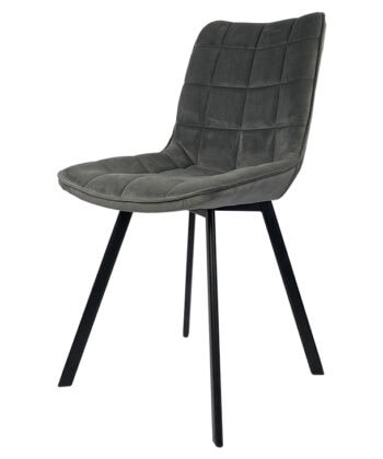 Lila Velvet Dining Chair with Quilted Seat and Black Metal Legs
