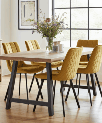 Lila Velvet Dining Chair with Quilted Seat and Black Metal Legs