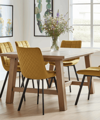 Lila Velvet Dining Chair with Quilted Seat and Black Metal Legs