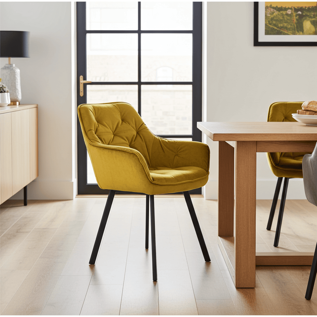 NAPOLI 92 Loft Chair – Industrial Upholstered Seat, Metal Base