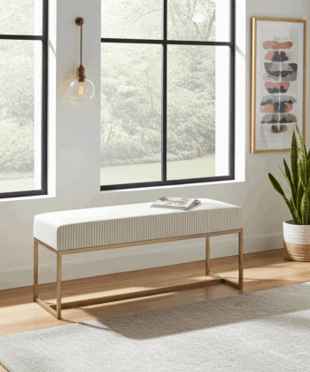 Nova Modern Upholstered Bench with Metal Base Deep Upholstery 100x30x44cm