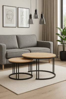 STK M10 Nesting Coffee Tables – Round Concrete Effect Tops
