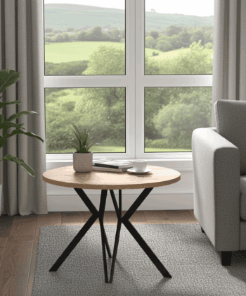 STK M13 Round Coffee Table – 67 cm White Top, Powder‑Coated