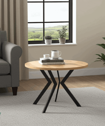 STK M13 Round Coffee Table – 67 cm White Top, Powder‑Coated