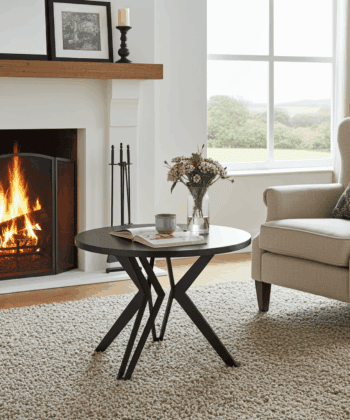 STK M13 Round Coffee Table – 67 cm White Top, Powder‑Coated