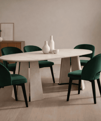 The Sterling Extendable Round Dining Table with Geometric Base up to 180cm Length
