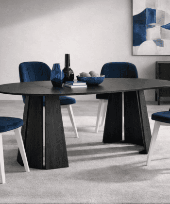 The Sterling Extendable Round Dining Table with Geometric Base up to 180cm Length