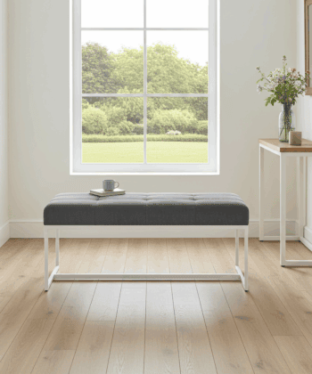 Urban Modern Upholstered Bench with Powder Coated Metal Frame 80x30x42cm