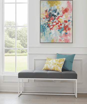 Urban Modern Upholstered Bench with Powder Coated Metal Frame 80x30x42cm