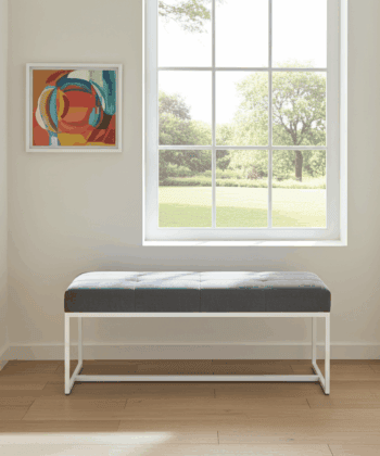 Urban Modern Upholstered Bench with Powder Coated Metal Frame 80x30x42cm