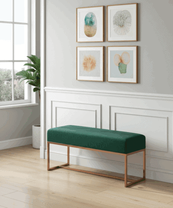Urban Modern Upholstered Bench with Powder Coated Metal Frame 80x30x42cm