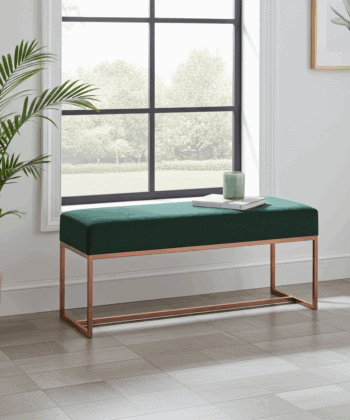 Urban Modern Upholstered Bench with Powder Coated Metal Frame 80x30x42cm