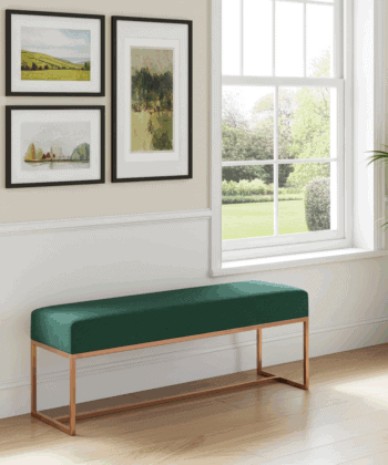 Urban Modern Upholstered Bench with Powder Coated Metal Frame 80x30x42cm