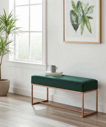 Urban Modern Upholstered Bench with Powder Coated Metal Frame 80x30x42cm
