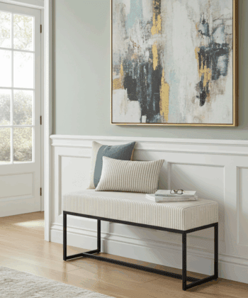 Urban Modern Upholstered Bench with Powder Coated Metal Frame 80x30x42cm