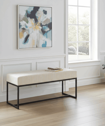 Urban Modern Upholstered Bench with Powder Coated Metal Frame 80x30x42cm