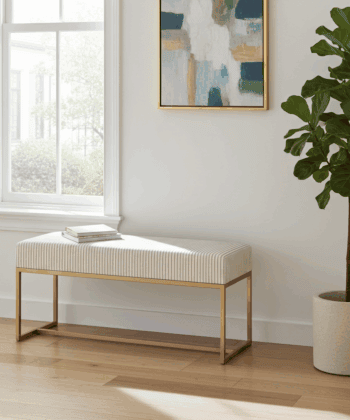 Urban Modern Upholstered Bench with Powder Coated Metal Frame 80x30x42cm