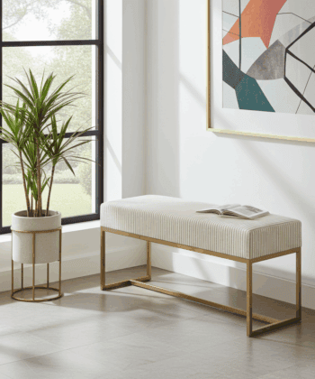 Urban Modern Upholstered Bench with Powder Coated Metal Frame 80x30x42cm