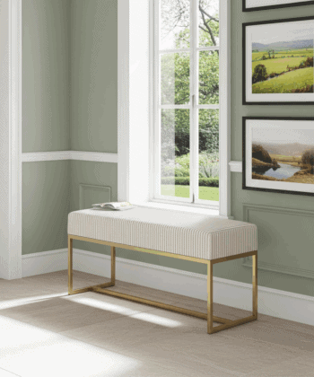 Urban Modern Upholstered Bench with Powder Coated Metal Frame 80x30x42cm