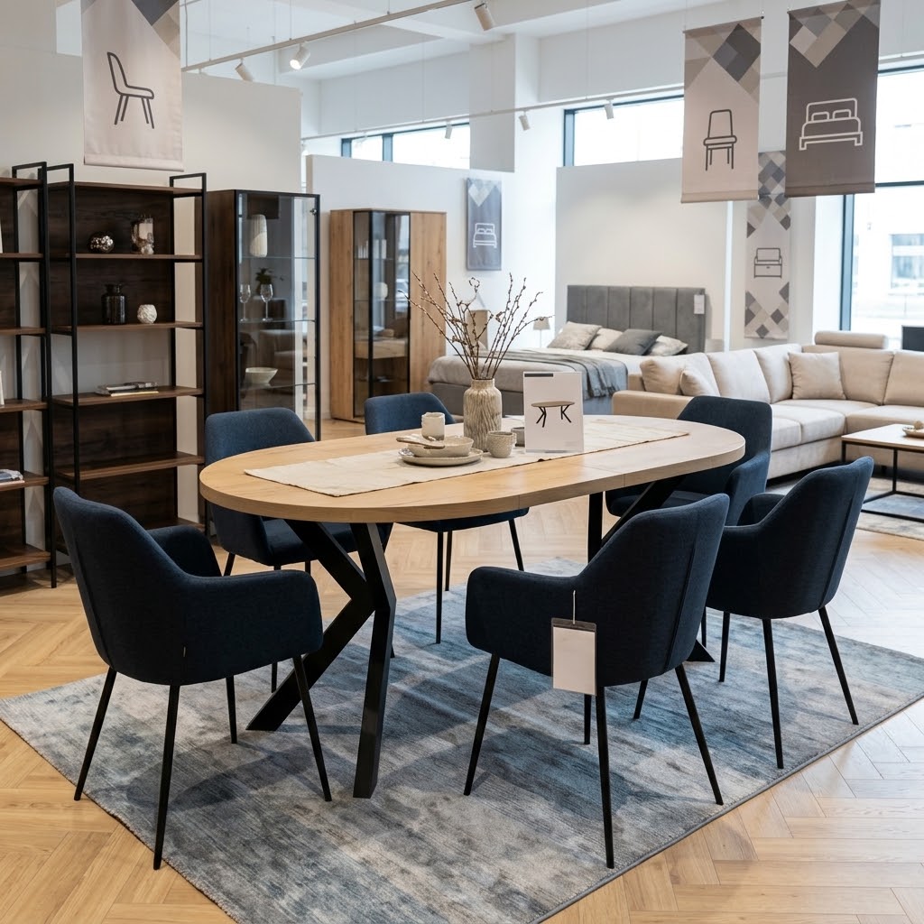 Orion Industrial Extendable Dining Table (Stone Oak) 140CM