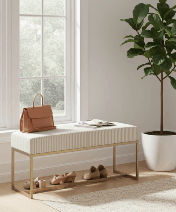 Nova Modern Upholstered Bench with Powder Coated Metal Frame