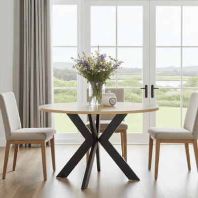 Urban Oak Loft Coffee Table – Modern Round Design