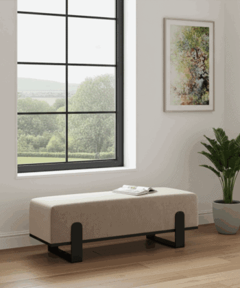 Aria Modern Velvet Bench with Gold Metal Legs – Elegant Hallway 80cm