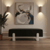 Aria Modern Velvet Bench with Gold Metal Legs – Elegant Hallway 100cm