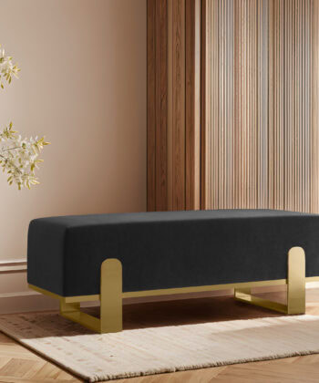 Aria Modern Velvet Bench with Gold Metal Legs – Elegant Hallway 80cm
