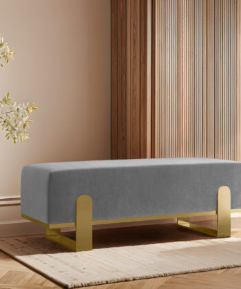 Aria Modern Velvet Bench with Gold Metal Legs – Elegant Hallway 80cm