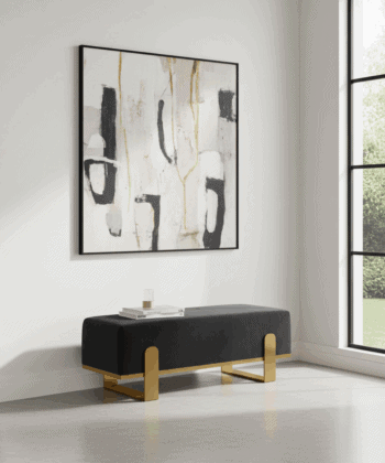 Aria Modern Velvet Bench with Gold Metal Legs – Elegant Hallway 80cm