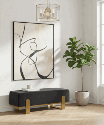 Aria Modern Velvet Bench with Gold Metal Legs – Elegant Hallway 80cm