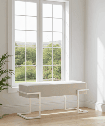 Axon Modern White Velvet Bench with Gold Metal Frame 80x34x45cm