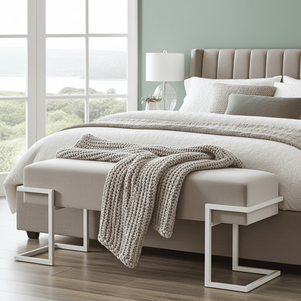 Axon Modern White Velvet Bench with Gold Metal Frame 80x34x45cm