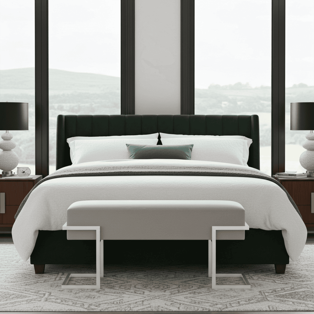 Axon Modern White Velvet Bench with Gold Metal Frame 80x34x45cm